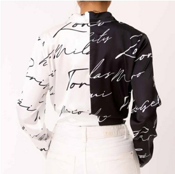 Black and White Blouse - Picture 3 of 3